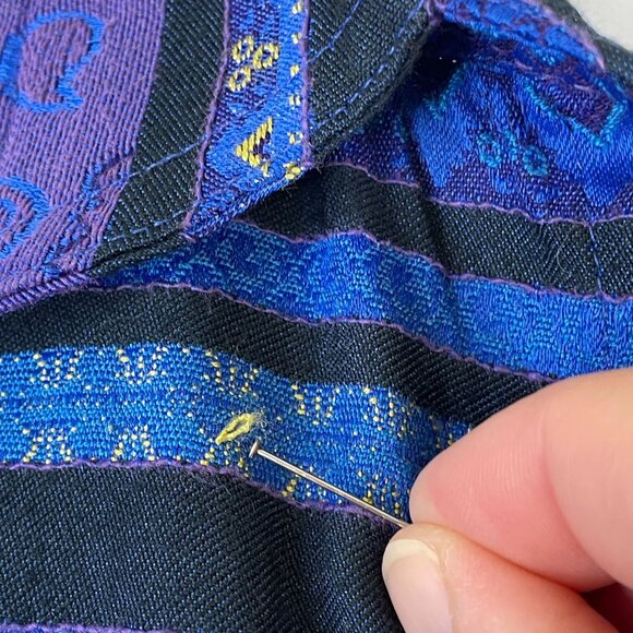 Vintage Chico's Womens ARTSY Woven Jacket Sz 2 L Blue Purple WESTERN Vibes - Picture 9 of 14